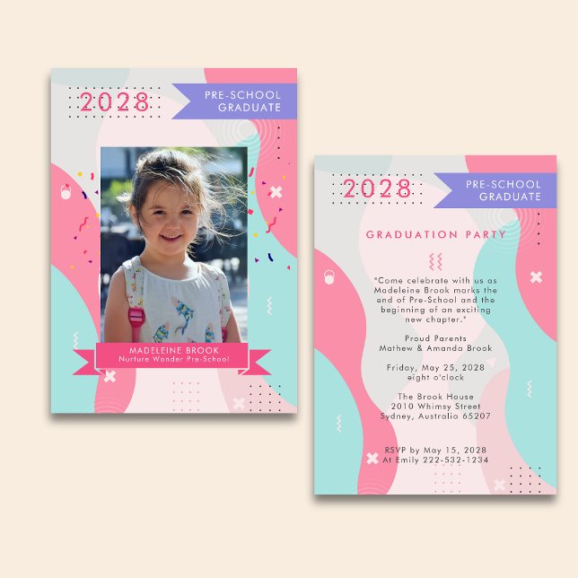 PRE-SCHOOL girl Graduation Photo invitation 2025 (Creator Uploaded)