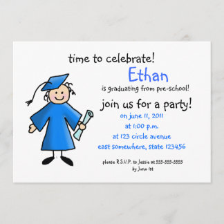 Pre-school graduation invite--boy, blue invitation
