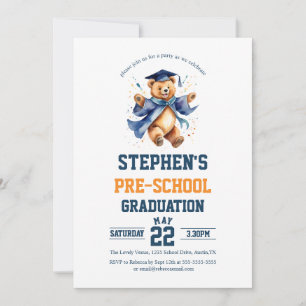 Pre School Graduation Party Cute Teddy Bear Invitation