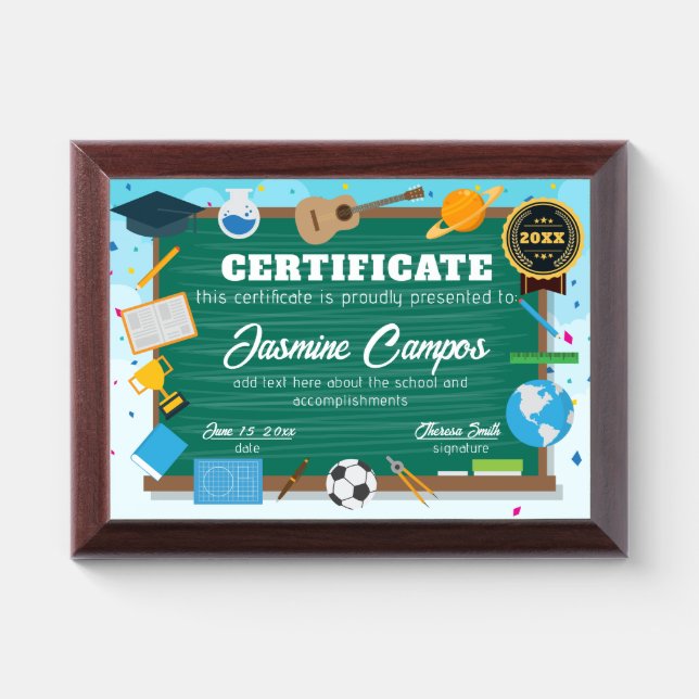  Pre School Kids Achievement Certificate Award Plaque (Horizontal)