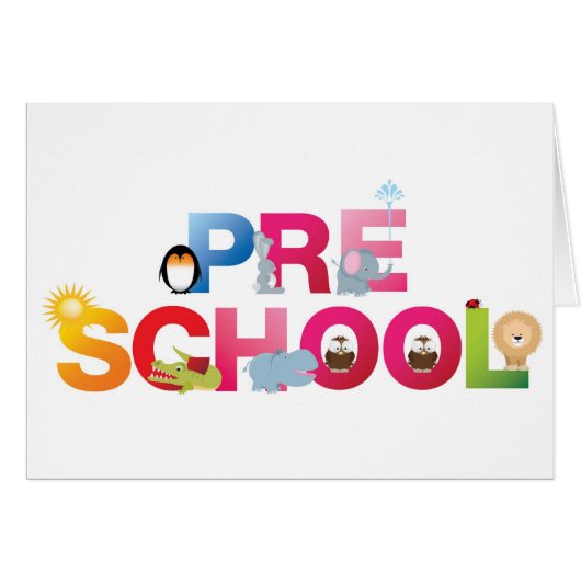 pre school word in fun letters cards (Front Horizontal)