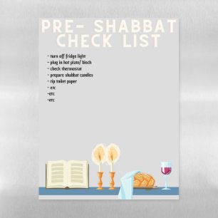 Pre-Shabbat Check List Dry Erase Board