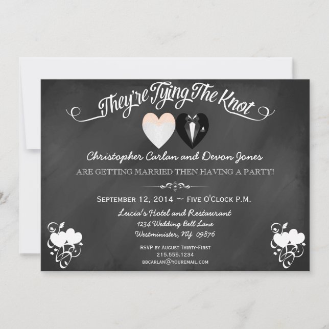 Pre Wedding Announcement Chalkboard Invitation (Front)