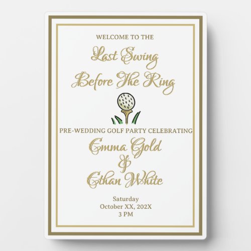 Pre_Wedding Golf Party Weekend Activity White Gold Plaque
