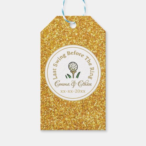 Pre_Wedding Golf Party Weekend White Gold Glitter Gift Tags