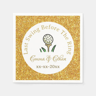 Pre-Wedding Golf Party Weekend White Gold Glitter Napkins