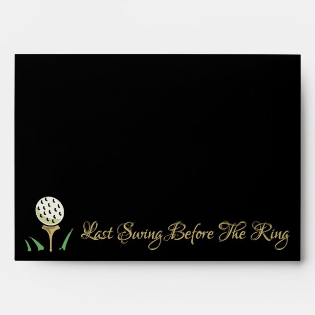 Pre-Wedding Golfing Party Black Gold Last Swing  Envelope (Front)