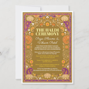 Pre Wedding Haldi Invite Olive Purple Lotus