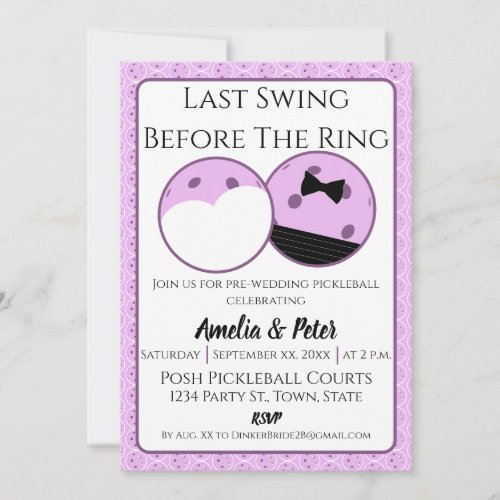 Pre_Wedding Pickleball Photo Invitation Lavender