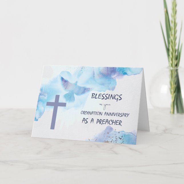 Preacher Ordination Anniversary Blessings Purple  Card (Front)