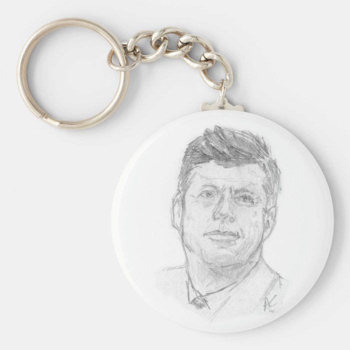 Preaident John F. Kennedy sketched in 1963 Keychain