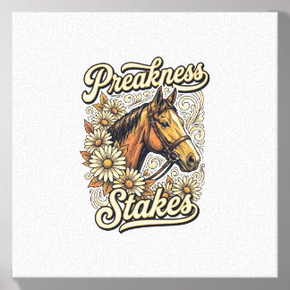 Preakness Stakes Vintage Horse Floral Race Design Canvas Photo Tile