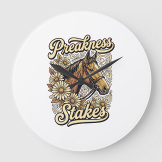 Preakness Stakes Vintage Horse Floral Race Design Large Clock
