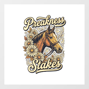 Preakness Stakes Vintage Horse Floral Race Design Window Cling