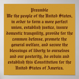 Preamble of the Constitution. Poster