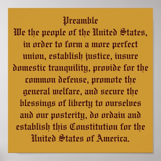 Preamble of the Constitution. Poster