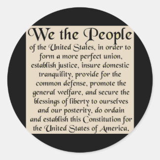 Preamble to The Constitution of the United States Classic Round Sticker
