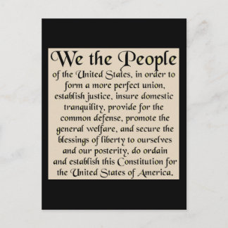 Preamble to The Constitution of the United States Postcard