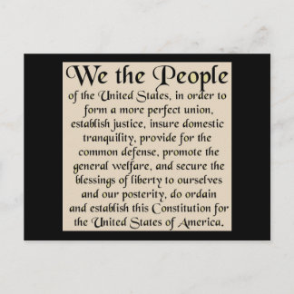 Preamble to The Constitution of the United States Postcard