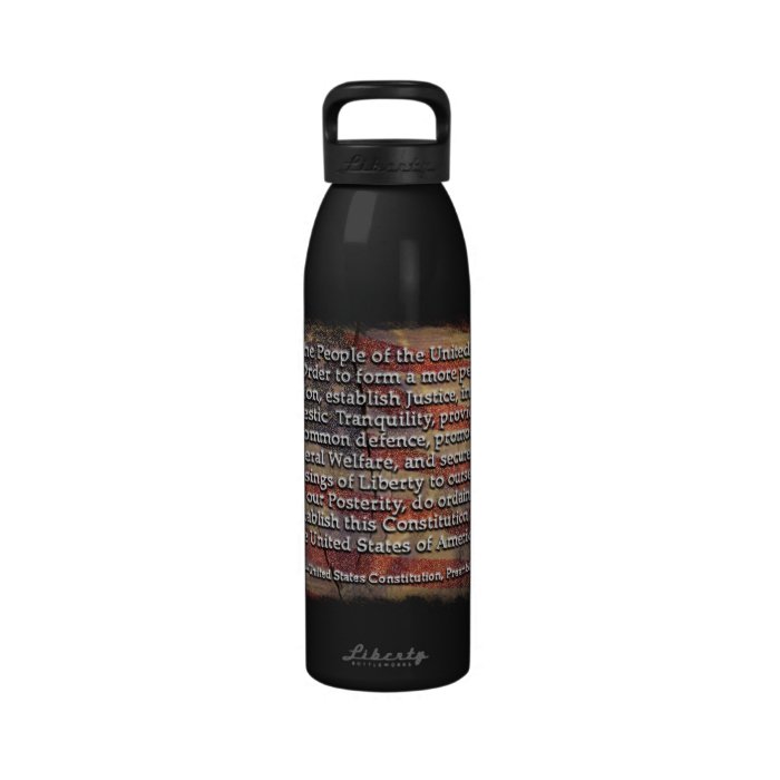 Preamble to the US Constitution Over Textured Back Reusable Water Bottles