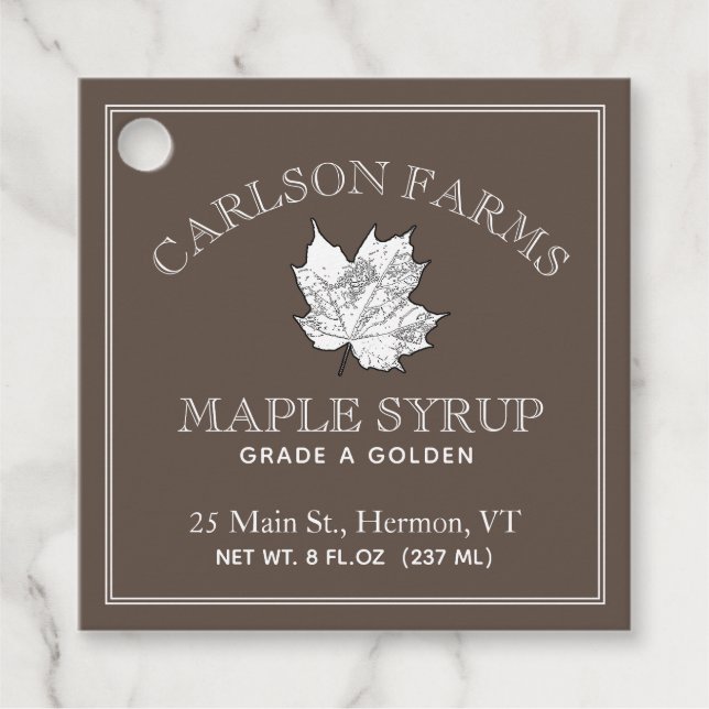 Precalculated Editable Maple Syrup Nutrition Tag (Front)