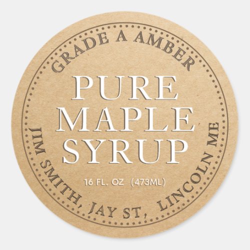 Precalculated Maple Syrup Product Label Kraft