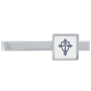 Preceptor cross silver finish tie bar