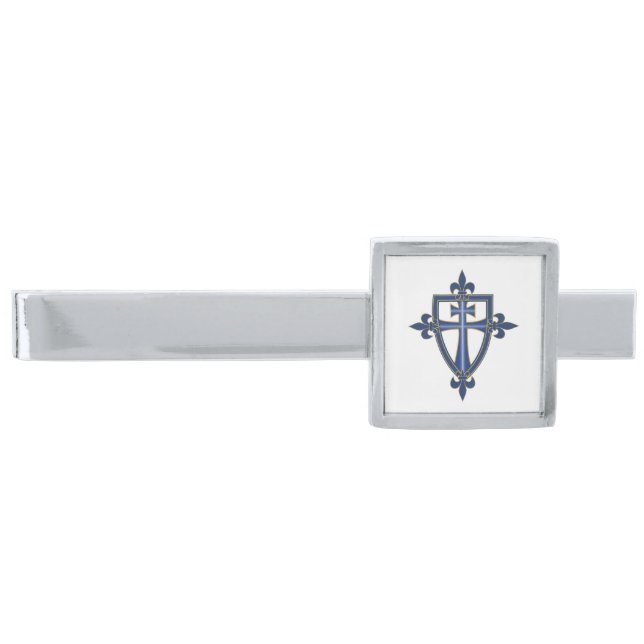 Preceptor cross silver finish tie bar (Front)