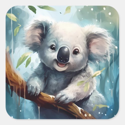 Precious Adorable Happy Koala Bear Square Sticker