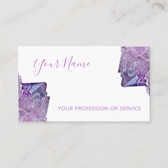 Precious amethyst gem jewelers jewelry business ca business card (Front)
