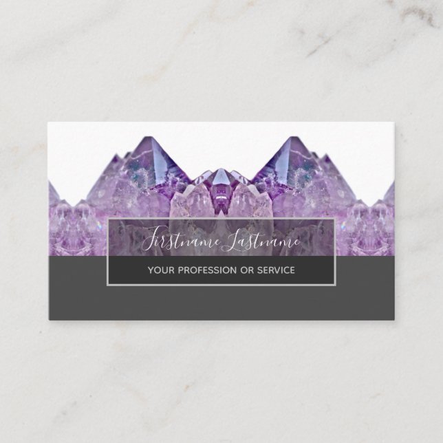 Precious amethyst gem luxury crystal jewelry business card (Front)