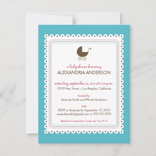 Precious Aqua Custom Baby Shower Invitation