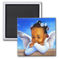 Precious Baby Angel African American Cherub Magnet