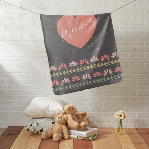 Precious Baby Blanket - Floral Heart Nursery Throw