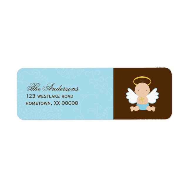 Precious Baby Boy Christening Label (Front)