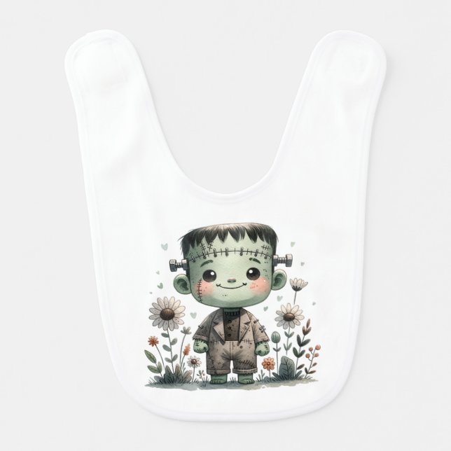 Precious Baby Frankenstein with Wildflowers | Cute Bib (Front)