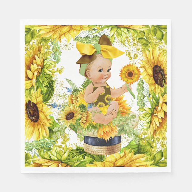 Precious Baby Sunflower Party Goods Napkins (Front)