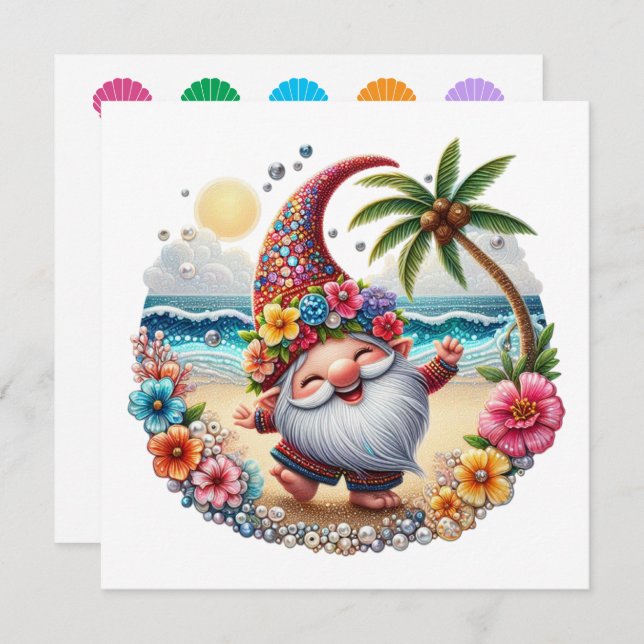 Precious Beach Gnome - Theme Invitation (Front/Back)