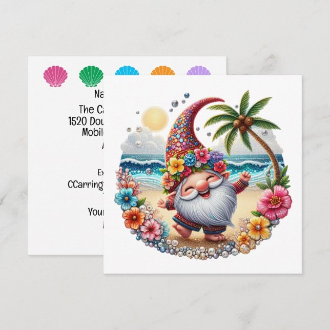 Precious Beach Gnome - Theme Invitation (Front/Back)
