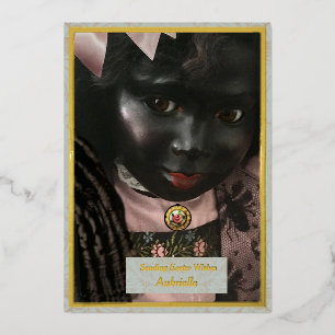 Precious Black Doll Foil Greeting Card