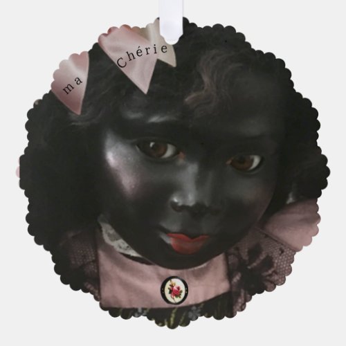 Precious Black Doll French Ornament