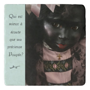 Precious Black Doll French Trivet