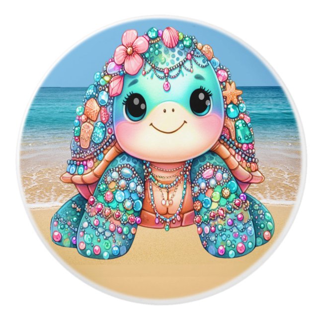 Precious Bling Baby Turtles - More on the Way -  Ceramic Knob (Front)
