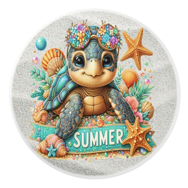 Precious Bling Baby Turtles - More on the Way -  Ceramic Knob (Front)