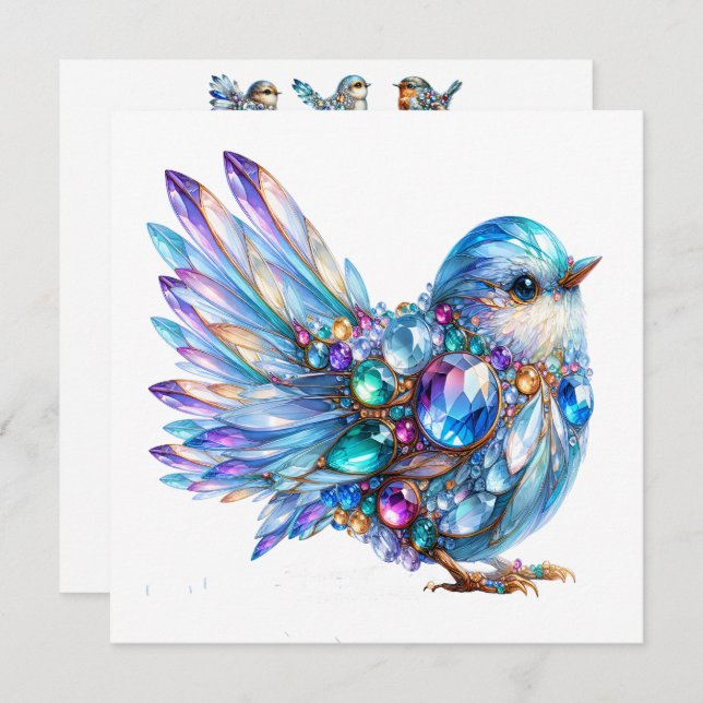 Precious Bling Birds Theme Invitation (Front/Back)