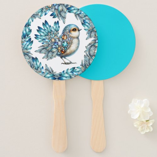 Precious Bling Birds Theme Invitation Hand Fan