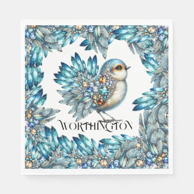 Precious Bling Birds Theme Invitation Napkins (Front)