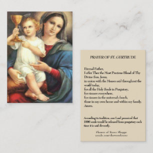 Precious Blood Jesus Mary St. Gertrude Prayer Business Card