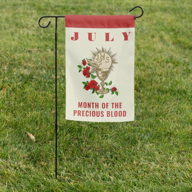 Precious Blood of Jesus Religious Catholic Garden Flag (In SItu)