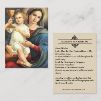 Precious Blood St. Gertrude Prayer Holy Cards